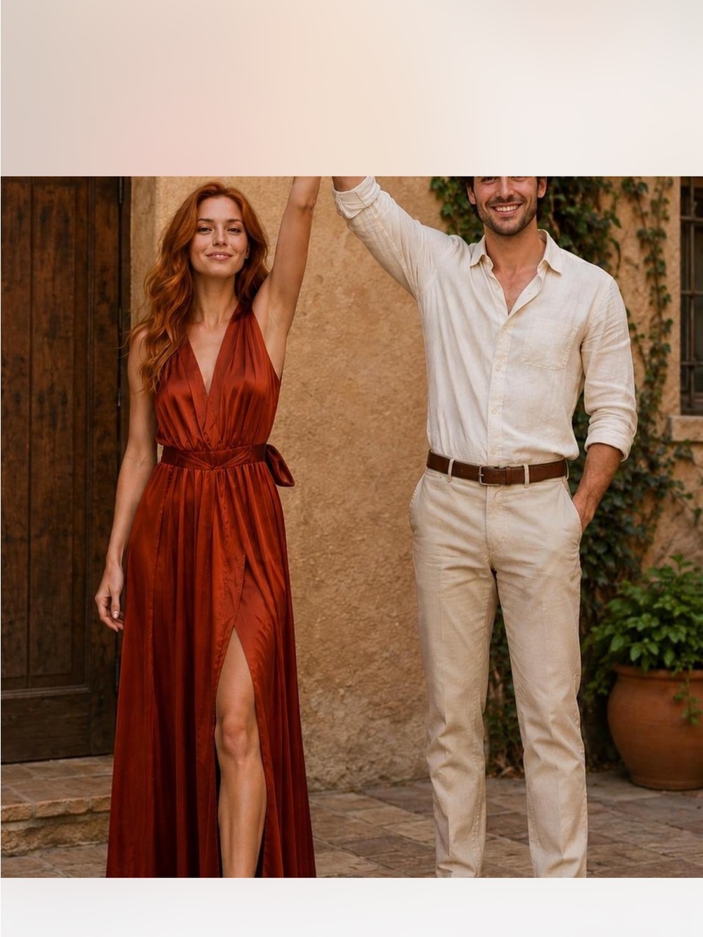 Baltic Born Rust Red Halter Maxi Dress with Side Slit